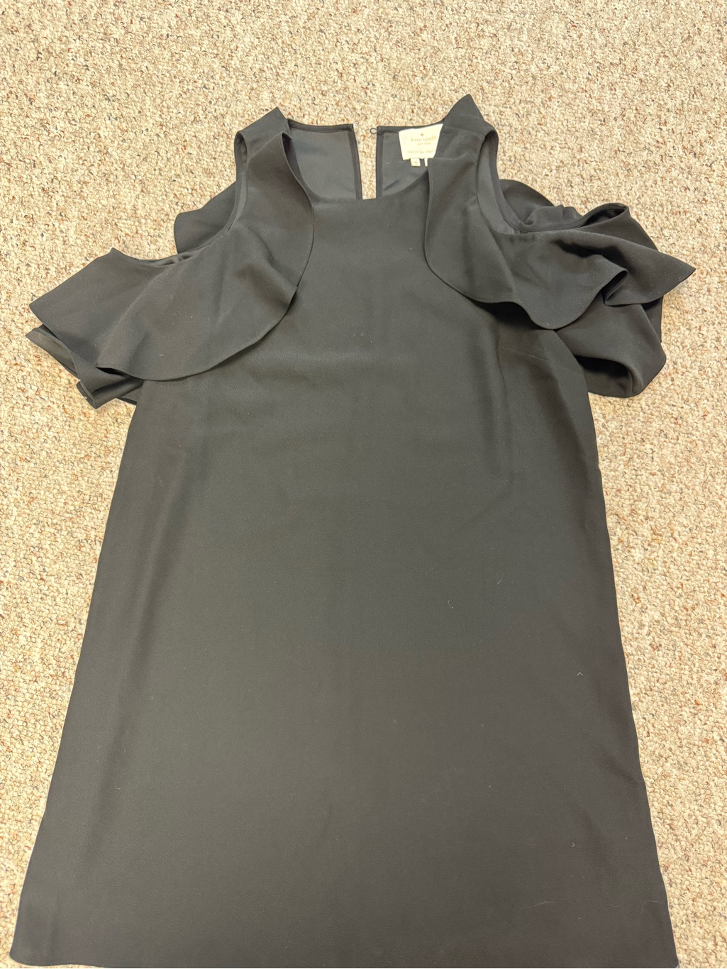 Kate Spade Black Cold-Shoulder Ruffle Shift Dress